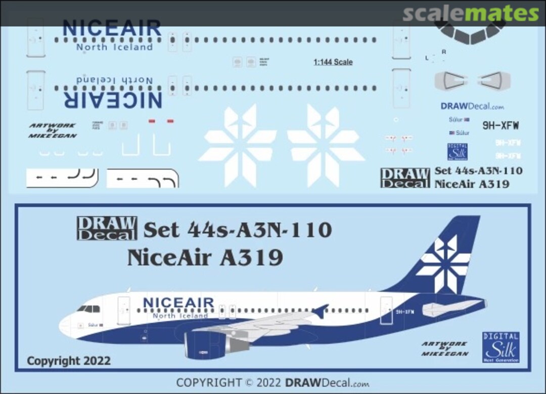 Boxart NiceAir A319 44-A3N-110 Draw Decal