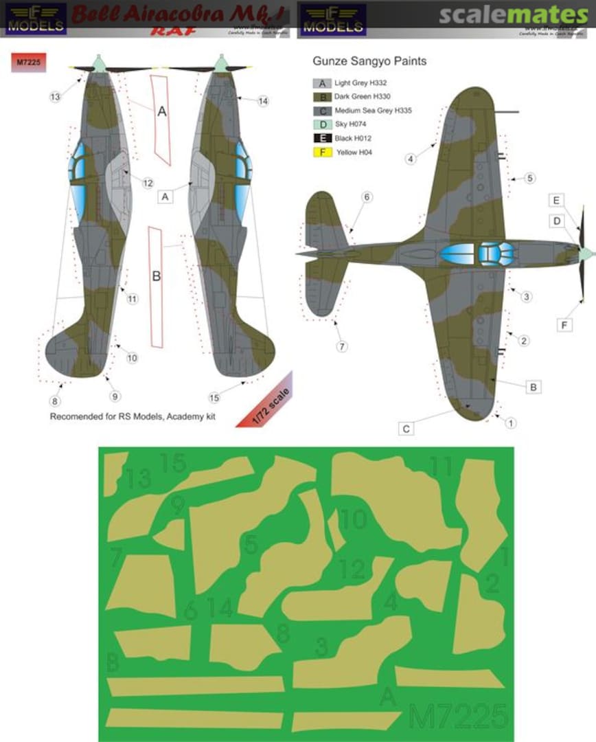 Boxart Bell Airacobra Mk.I RAF (Camouflage Painting Masks) M7225 LF Models