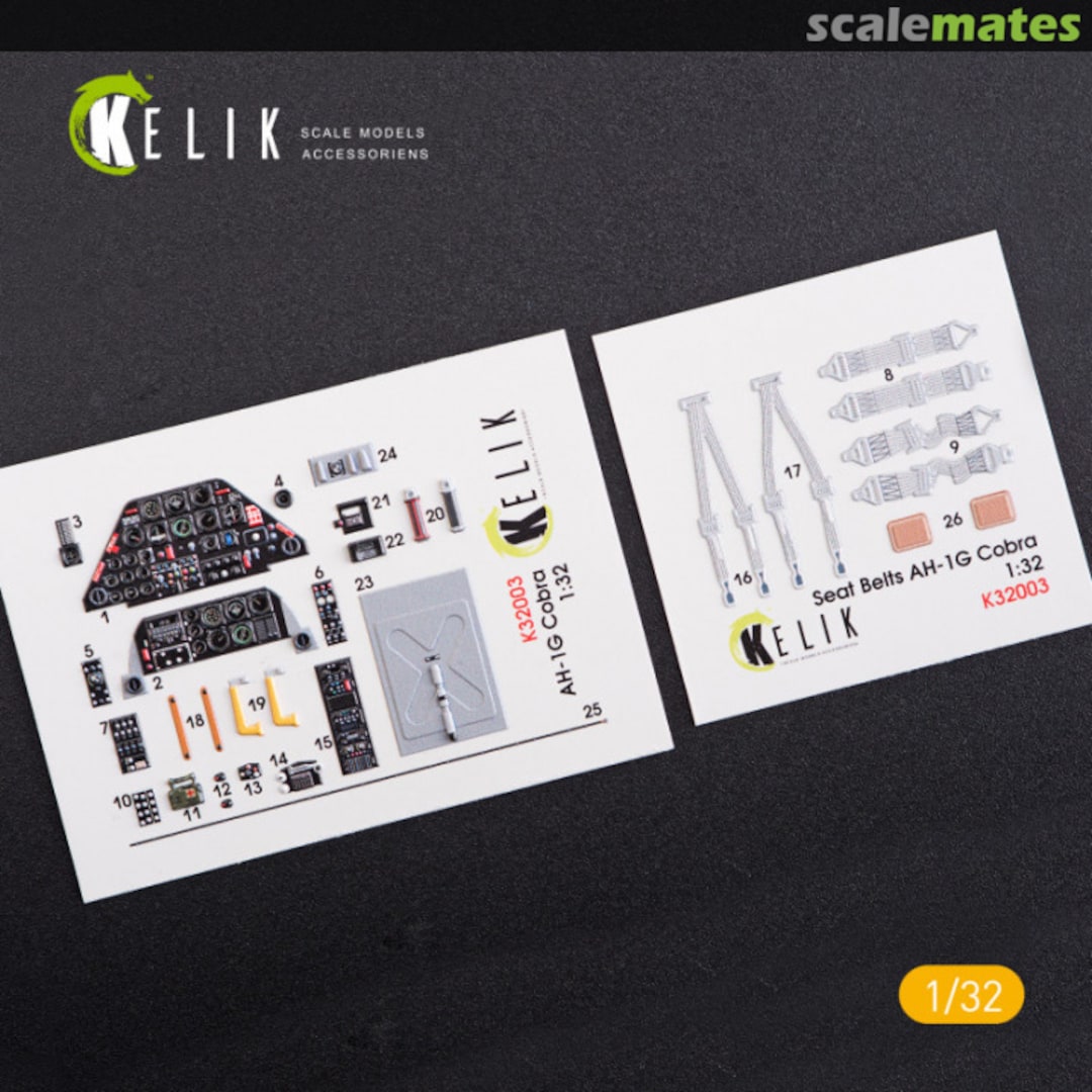 Boxart AH-1G Cobra - interior 3D decals K32003 Kelik