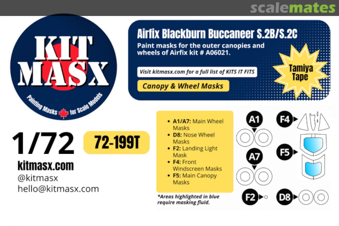 Boxart Blackburn Buccaneer S.2B/S.2C, canopy & wheel masks 72-199T Kit Masx