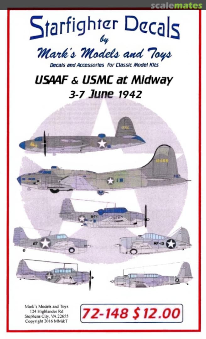 Boxart USAAF & USMC at Midway 72-148 Starfighter Decals