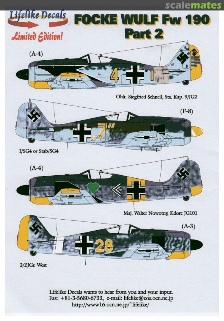 Boxart Focke-Wulf Fw 190 Part 2 48-019 Lifelike Decals