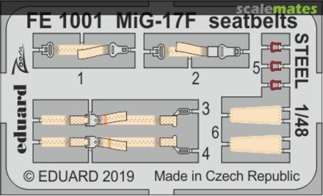 Boxart MiG-17F seatbelts STEEL FE1001 Eduard