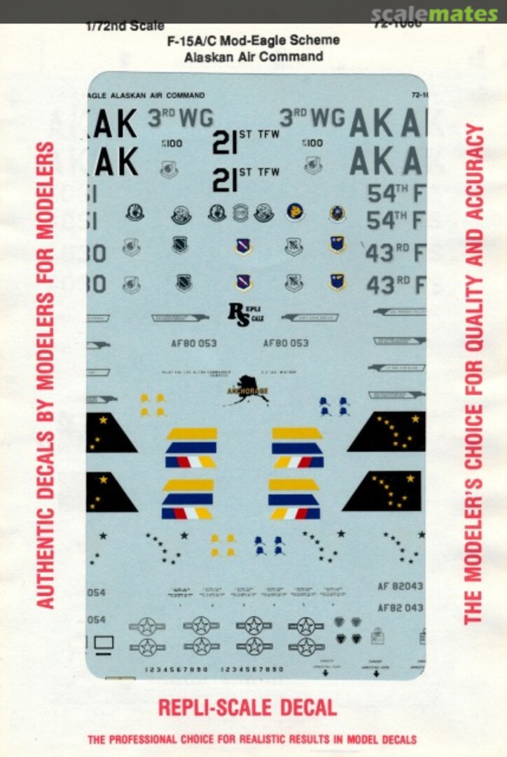 Boxart F-15A/C Mod-Eagle Scheme Alaskan Air Command 72-1060 Repli-scale