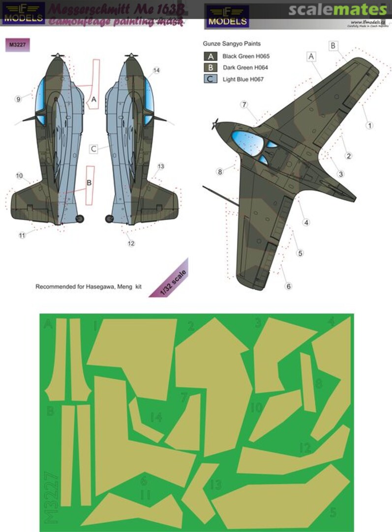 Boxart Me 163B - Camouflage Painting Mask M3227 LF Models