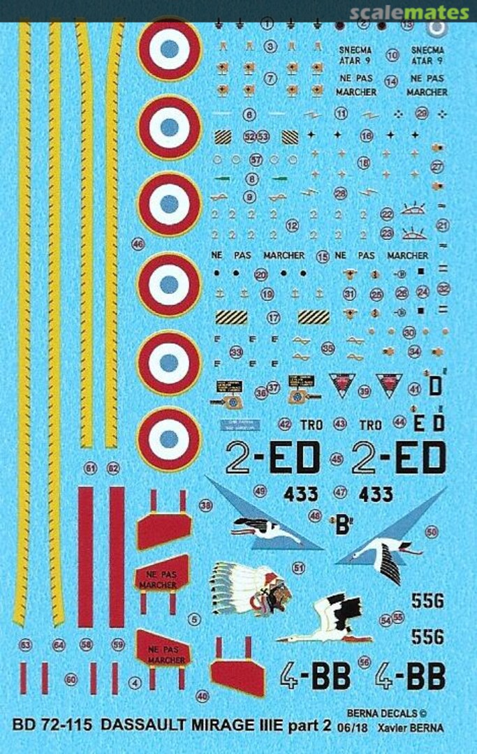 Boxart Dassault Mirage IIIE part 2 BD 72-115 Berna Decals