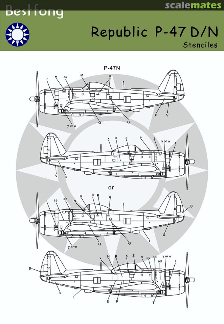 Boxart P-47D/N stencils 72083 Bestfong