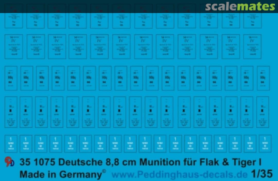 Boxart Beschriftung für 8,8 cm Granaten Flak & Tiger EP 1075 Peddinghaus-Decals