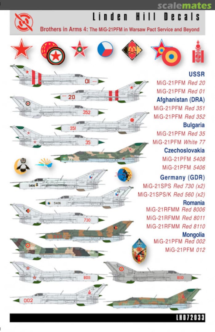 Boxart Brothers in Arms 4: The MiG-21PFM in Warsaw Pact Service and Beyond LHD72033 Linden Hill Decals