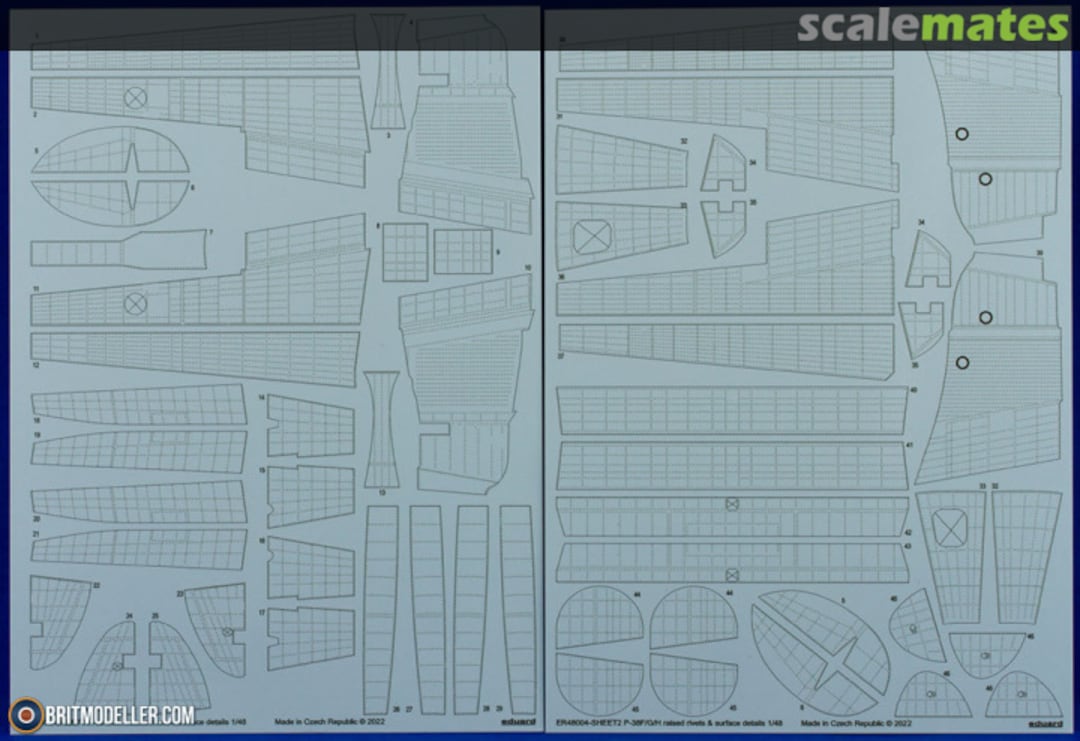 Boxart P-38F/G/H raised rivets & surface details ER48004 Eduard