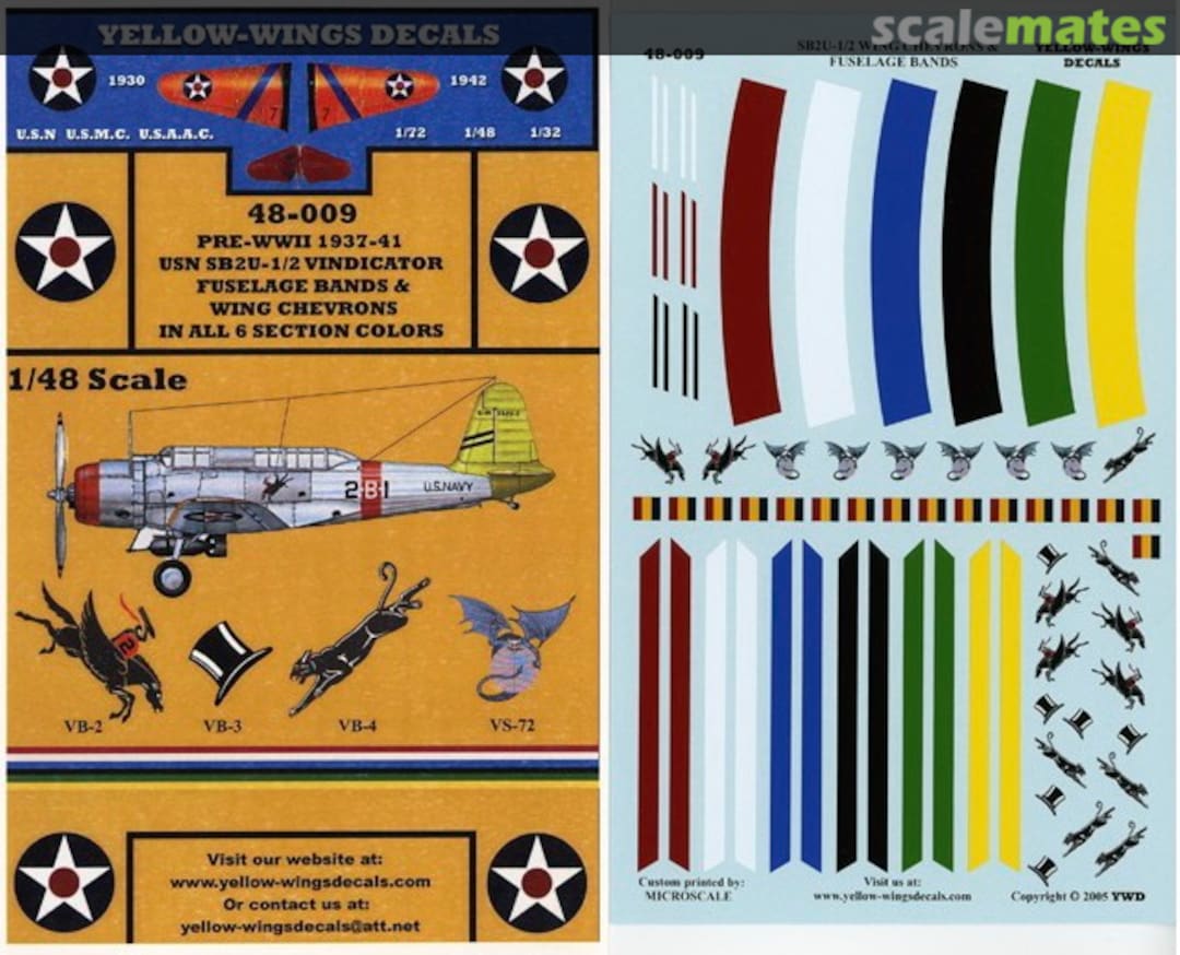 Boxart SB2U-1/2 Vindicator 48-009 Yellow-Wings Decals