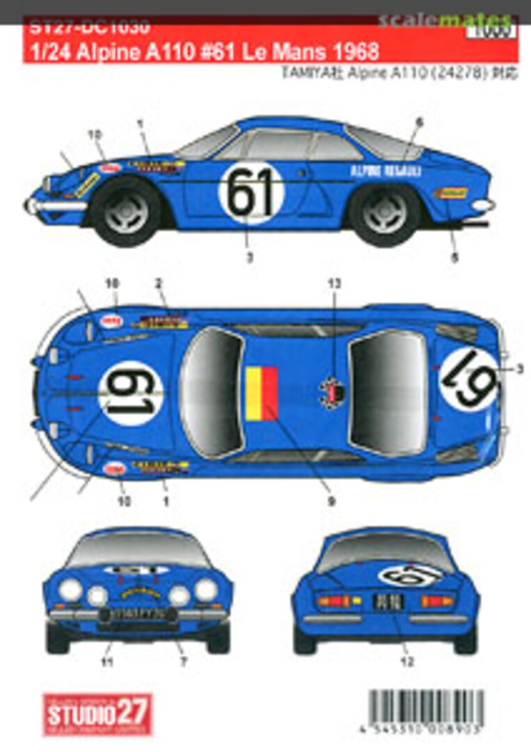 Boxart Alpine A110 #61 Le Mans 1968 ST27-DC1030 Studio27