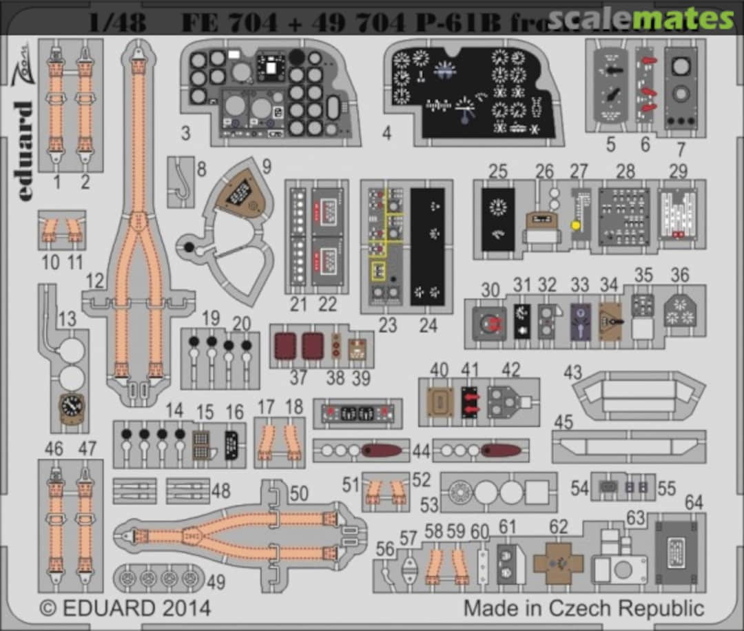 Boxart P-61B Front Interior Pre-Painted Photoetch Set FE704 Eduard