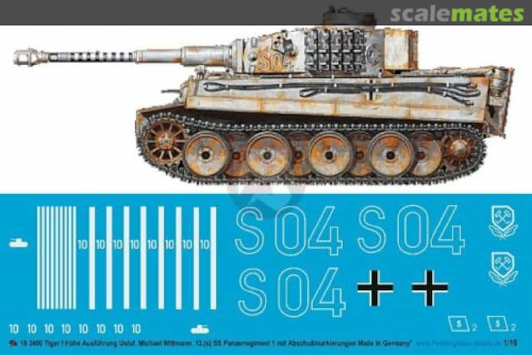 Boxart Tiger I Tank Markings Michael Wittmann LSSAH Russia 1943 3400 Peddinghaus-Decals