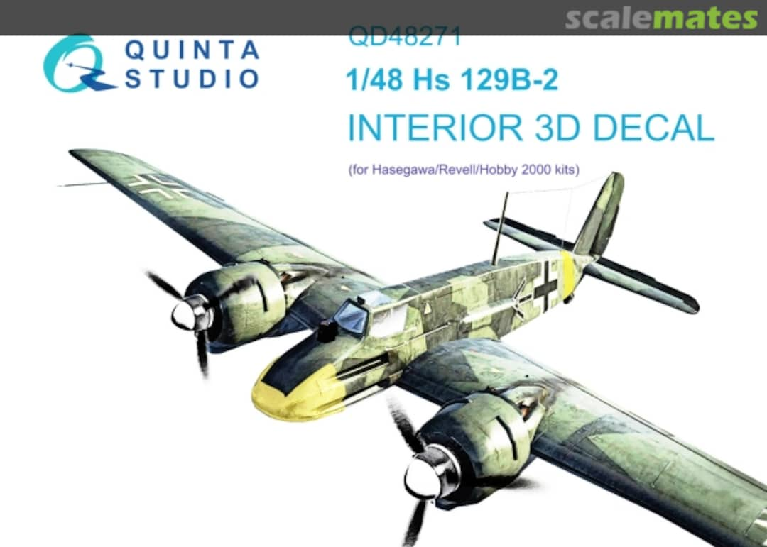 Boxart Hs 129B-2 interior 3D decals QD48271 Quinta Studio