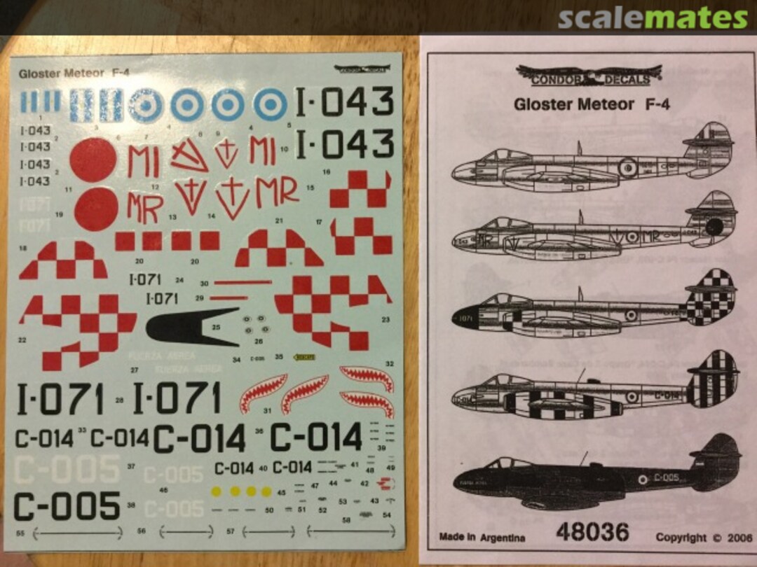 Boxart Gloster Meteor F-4 48036 Condor Decals