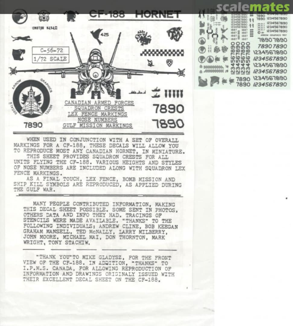 Boxart CF-188 Hornet C-56-72 Arrow Graphics