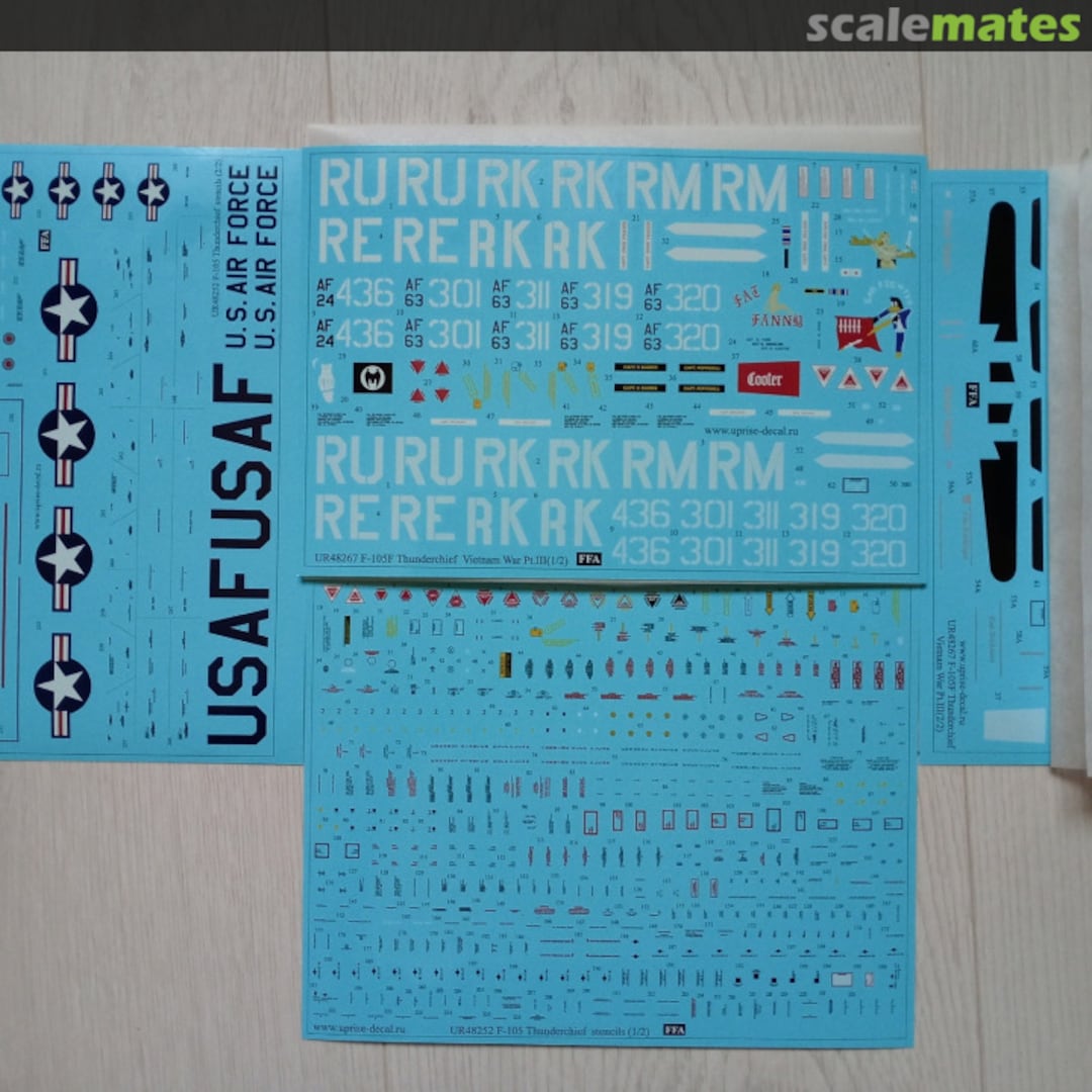 Contents F-105F Thunderchief Vientam War Pt.III with stencils set (FFA - Film Free Ability) UR48267 UpRise Decal Serbia