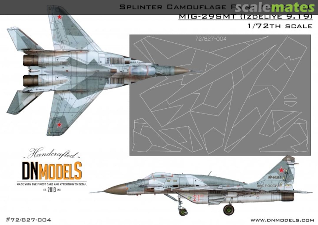 Boxart Splinter Camouflage Paint Masks for MiG-29SMT 72/827-004 DN Models