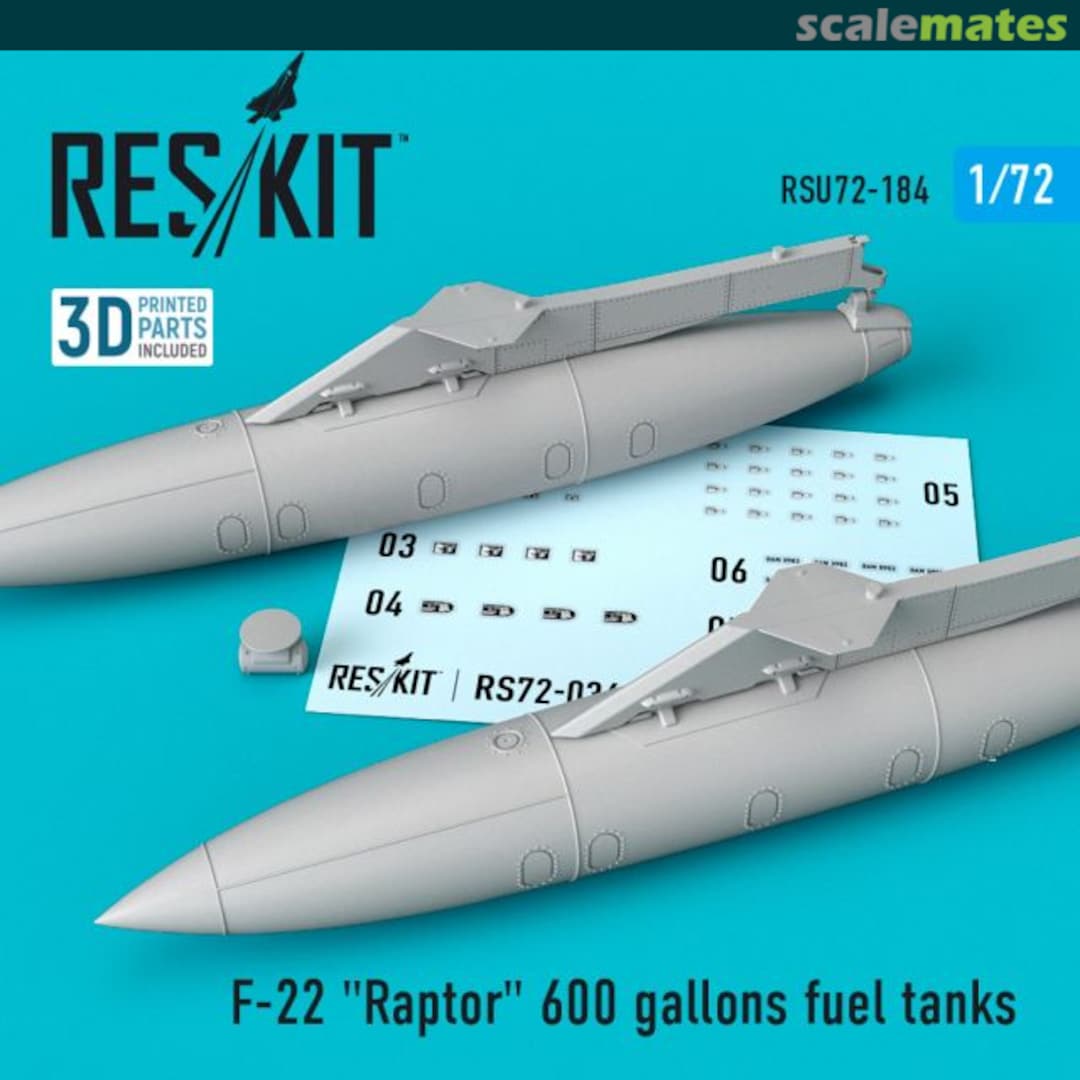 Boxart F-22 Raptor 600 gallons fuel tanks RSU72-0184 ResKit