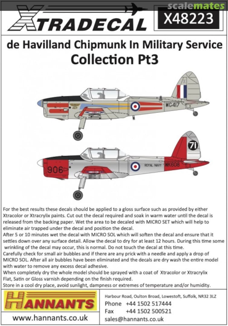 Boxart de Havilland Chipmunk in Military Service X48223 Xtradecal