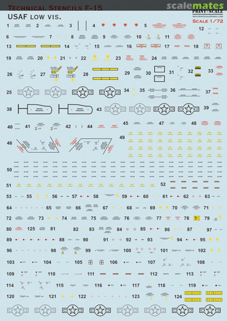 Boxart F-15 USAF low vis. technical stencils 72-523 Print Scale