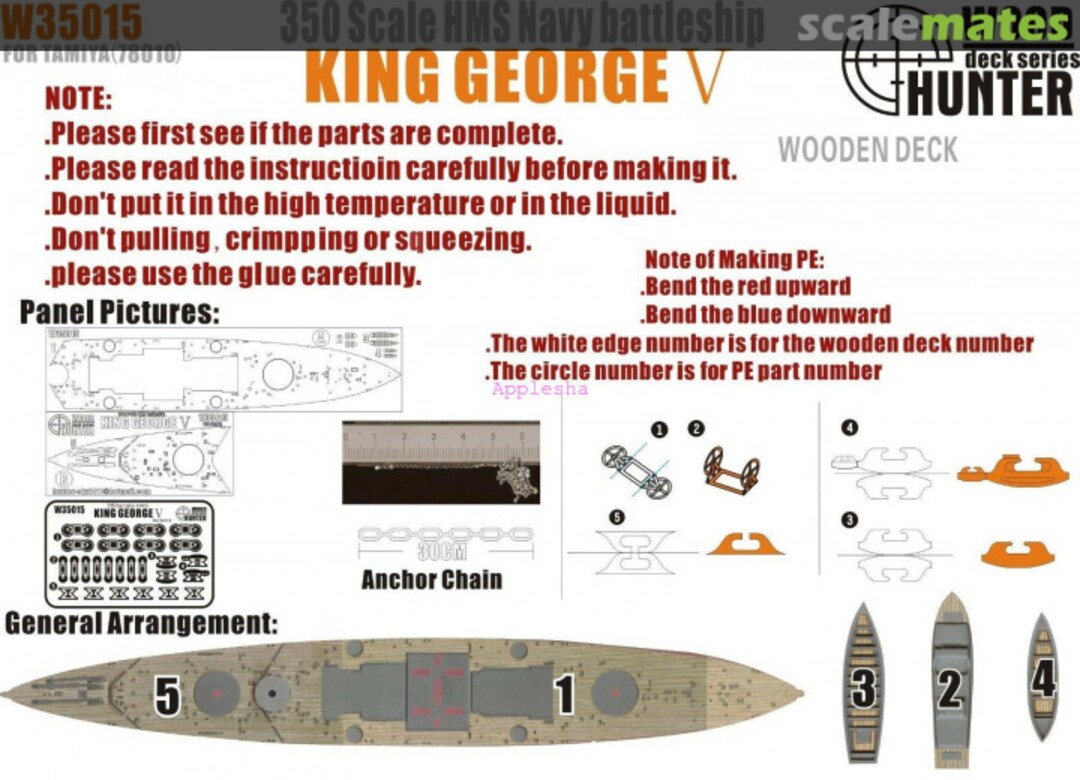 Boxart HMS Navy Battleship King George V Wooden Deck W35015 Wood Hunter