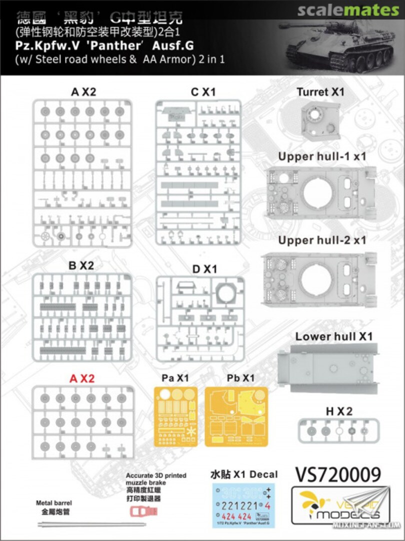 Contents Panther Pz.Kpfw.V Ausf.G VS720009 Vespid Models