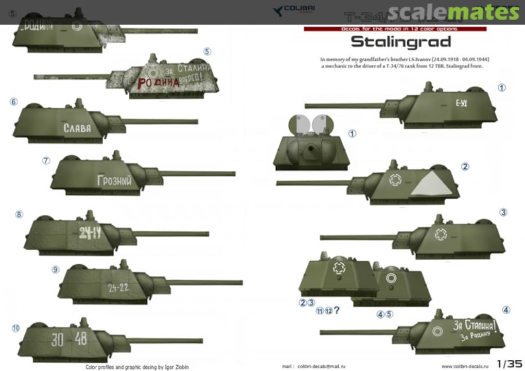 Boxart T-34/76 (42r.) Stalingrad 35053 Colibri Decals