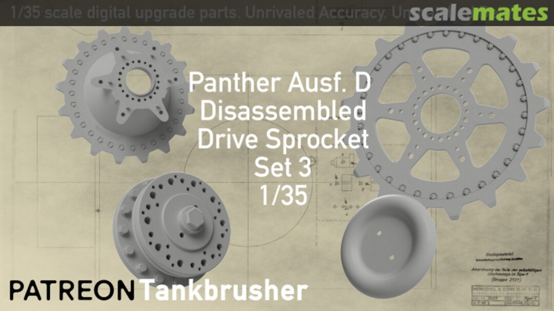 Boxart Panther Ausf. D disassembled Drive Sprocket - SET 3 352404009 Tankbrusher Scale Modeling