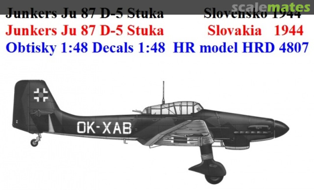 Boxart Junkers Ju 87 D-5 Stuka Slovakia 1944 HRD4807 HR Model