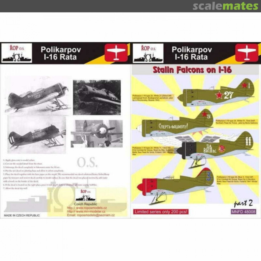 Boxart Polikarpov I-16 Rata - Stalin's Falcons on I-16 MNFDL48008 ROP o.s.