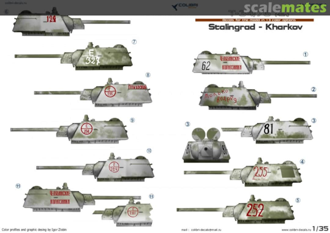 Boxart T-34/76 (42r.) Stalingrad - Kharkov 35054 Colibri Decals