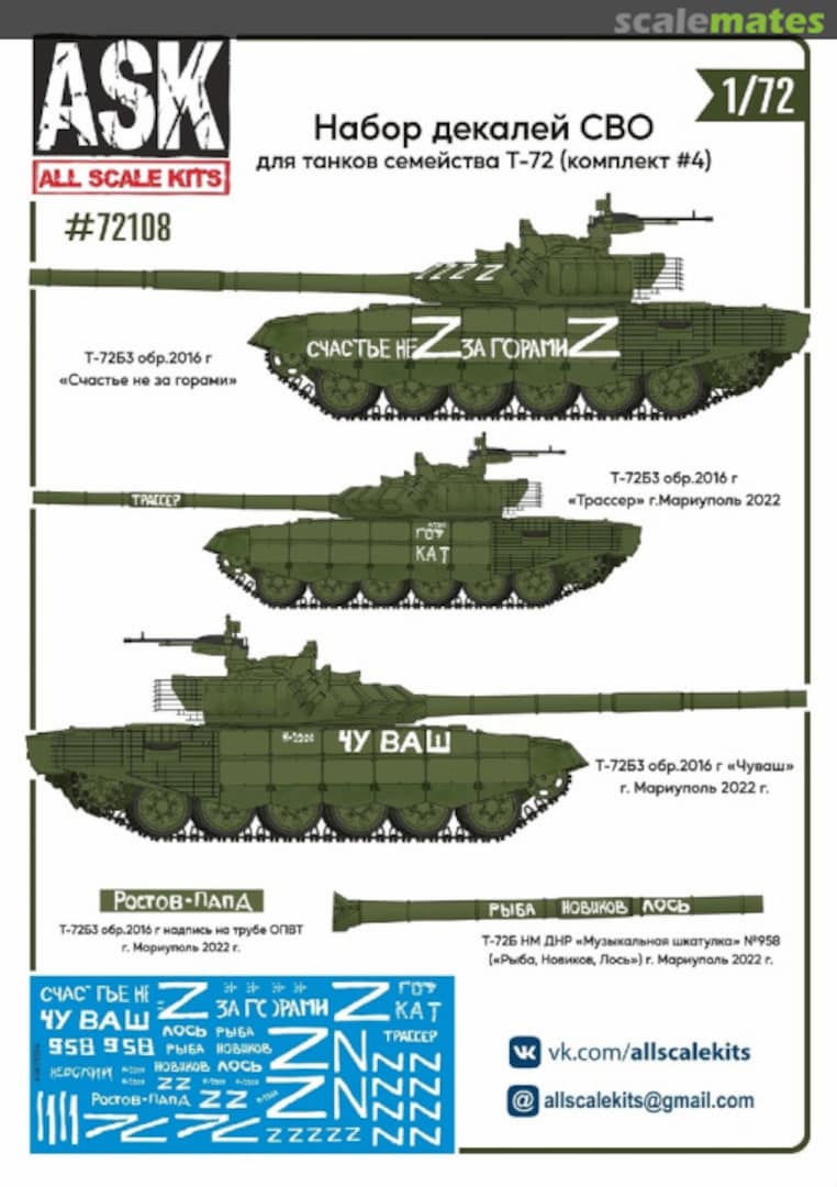 Boxart T-72 in S.O. area (set #4) 72108 All Scale Kits