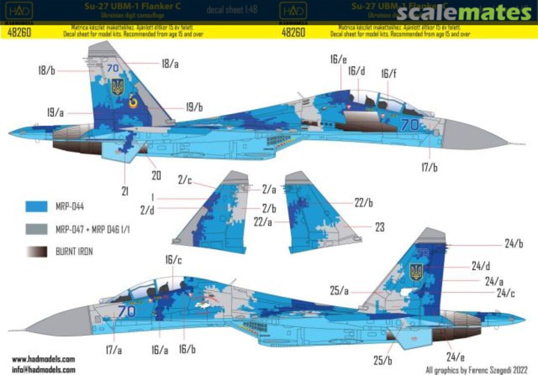 Boxart Su-27 UBM-1 Ukrainian digital camouflage decal sheet 48260 HADmodels 