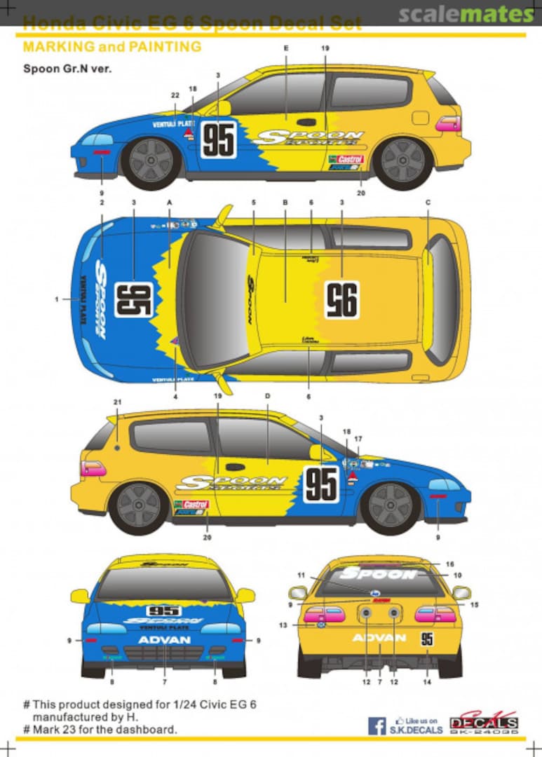 Boxart Honda Civic EG6 Gr. N Spoon Decal Set SK-24035 SK Decals