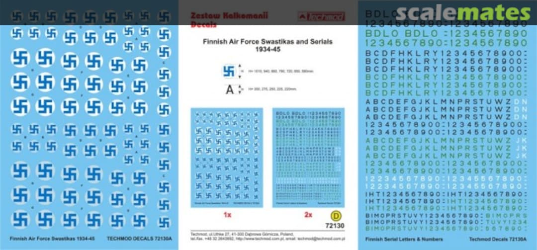 Boxart Finnish Air Force Swastikas and Serials 1934-45 72130 Techmod