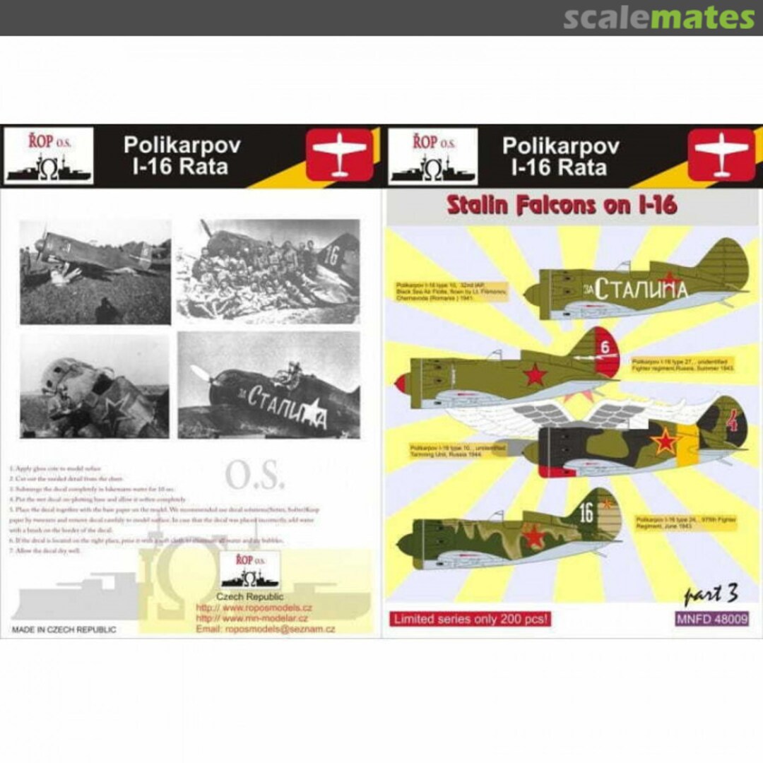 Boxart Polikarpov I-16 Rata - Stalin's Falcons on I-16 MNFDL48009 ROP o.s.