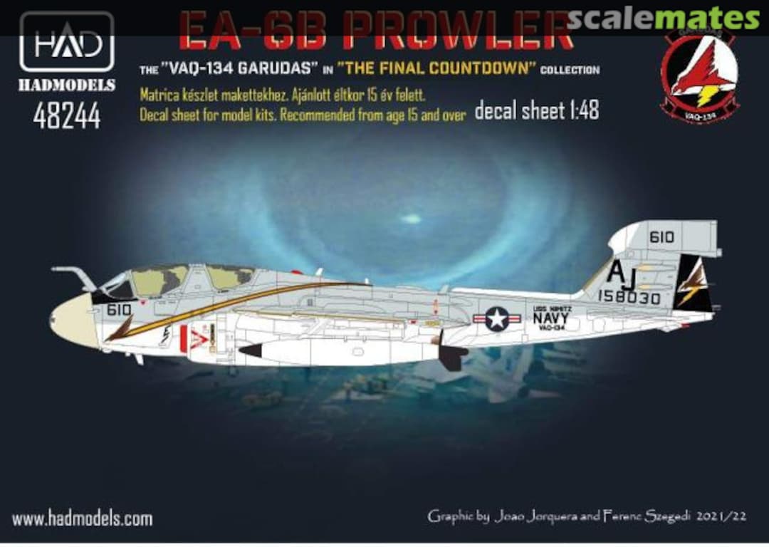 Boxart EA-6B Prowler VAQ-134 `Garudas` in the ”Final Countdown” decal sheet		 48244 HADmodels 