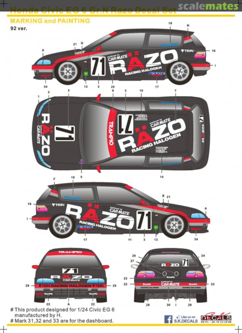 Boxart Honda Civic EG6 Gr. N Razo 1992/1993 SK-24036 SK Decals