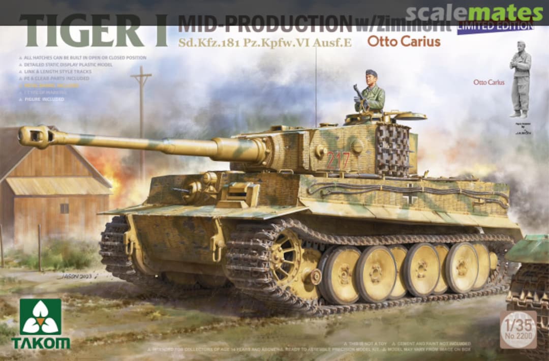 Boxart Tiger I Mid Production w/zimmerit 2200 Takom