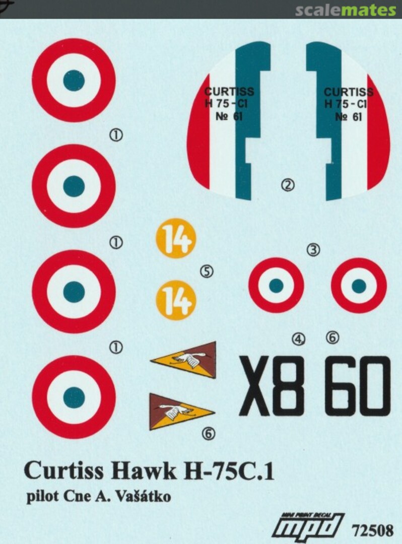 Boxart Curtiss Hawk H-75C.1 MPD72508 Mini Print Decal