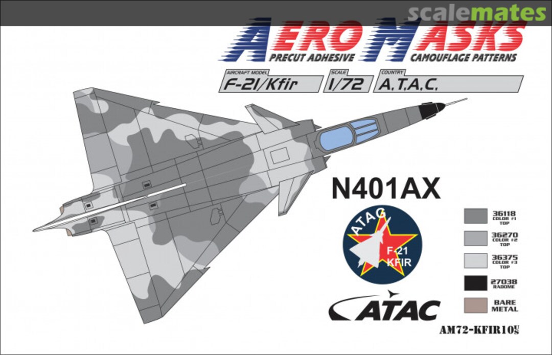 Boxart F-21/Kfir ATAC N401AX AM72-KFIR10 AeroMasks