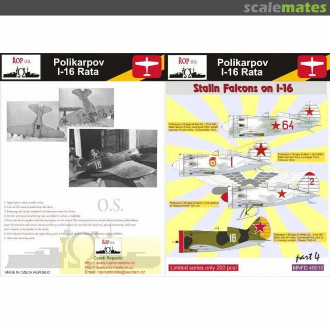 Boxart Polikarpov I-16 Rata - Stalin's Falcons on I-16 MNFDL48010 ROP o.s.