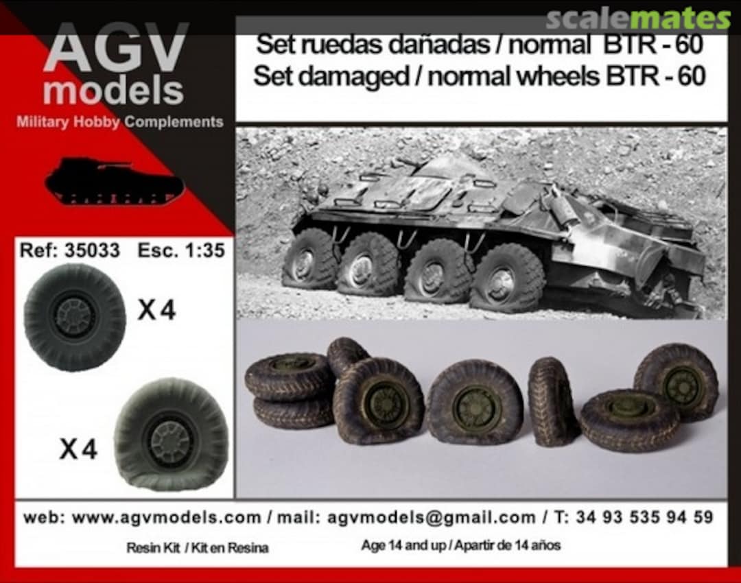 Boxart Set damaged / normal wheels BTR-60 35033 AGV Models