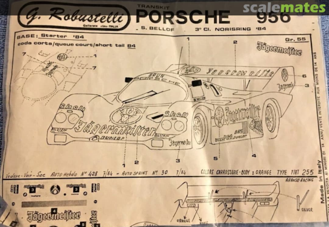 Boxart Porsche 956B KH #116 "Jägermeister" Gr. 55 G. Robustelli