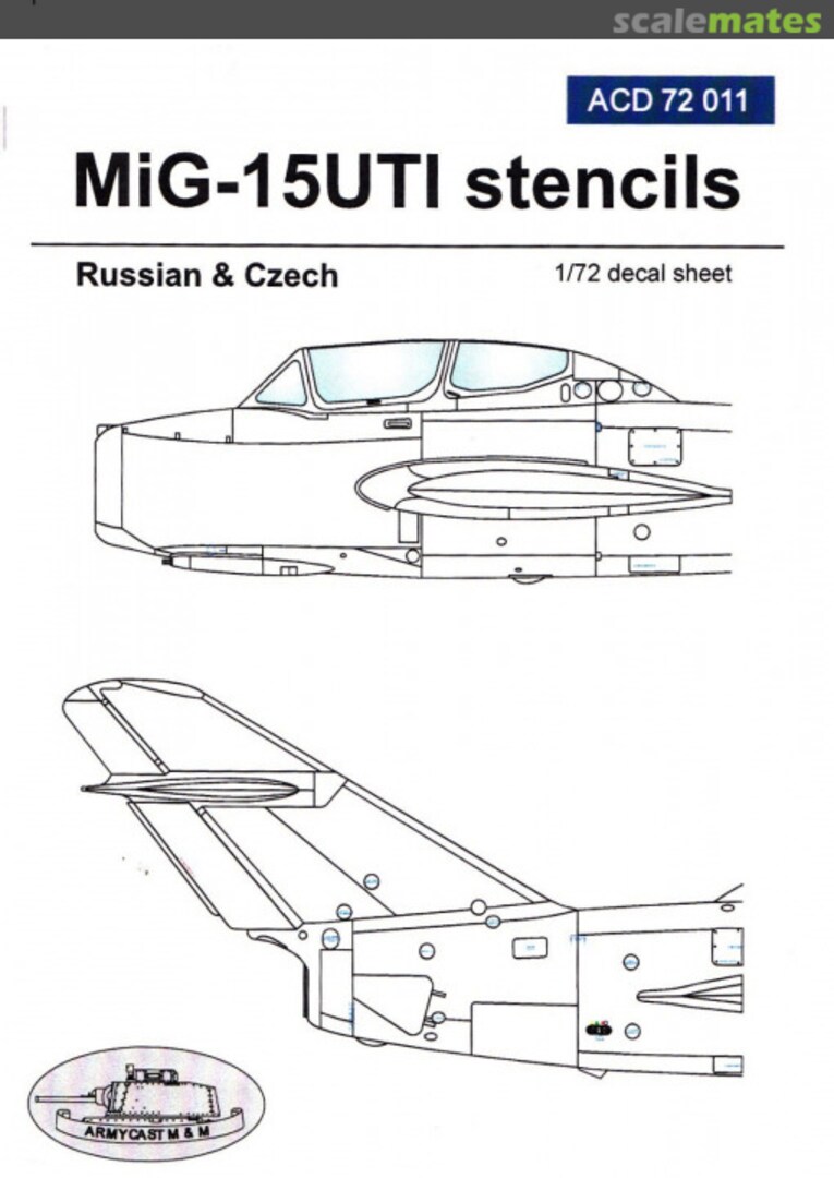 Boxart MiG-15UTI stencils ACD 72 011 Armycast M&M