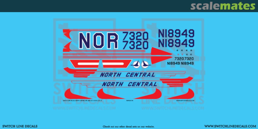 Boxart North Central Airlines DC-3 Decal Set Version A NOR100 Switch Line Decals 