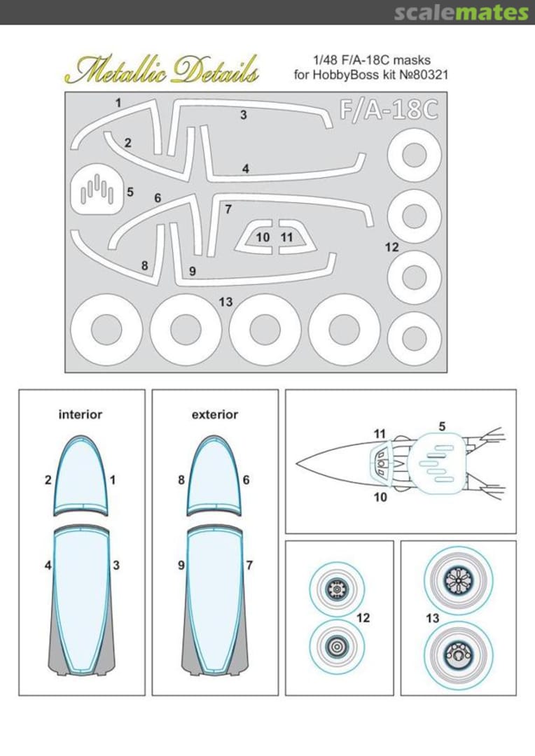 Boxart F/A-18C Hornet Masks MDM4801 Metallic Details