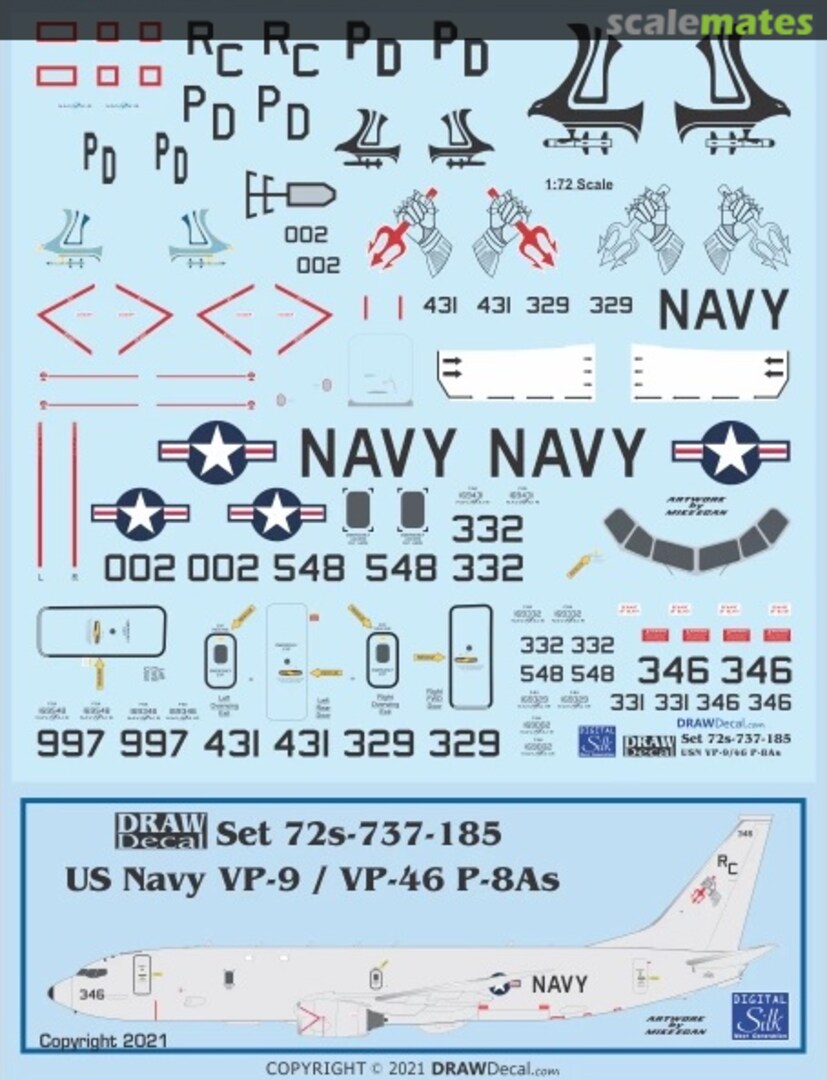 Boxart US Navy VP-9 / VP-46 P-8As Poseidons 72-737-185 Draw Decal